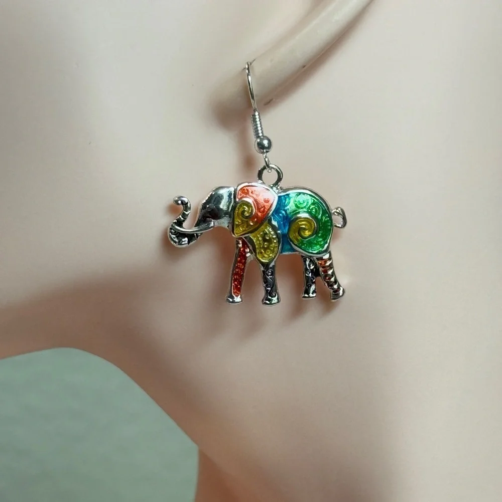 ⚜️🐘 Colorful Elephant Dangle Earrings 🌈